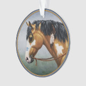 Buckskin Pinto Native American War Horse Ornament (voorkant)