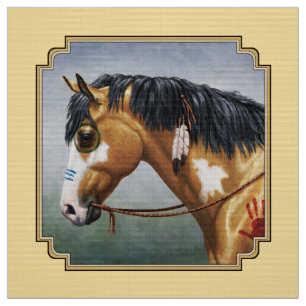 Buckskin Pinto Native American War Horse Stof