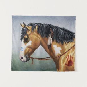 Buckskin Pinto Native American War Horse Wandkleed