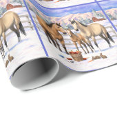 Buckskin Quarter Horses op sneeuw Cadeaupapier (Rol Hoek)