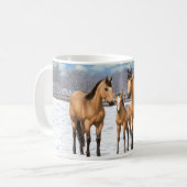 Buckskin Quarter Horses op sneeuw Koffiemok (Voorkant links)