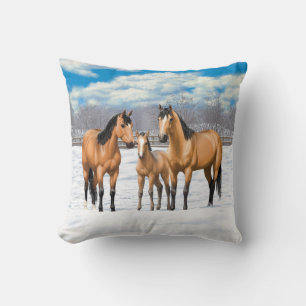 Buckskin Quarter Horses op sneeuw Kussen