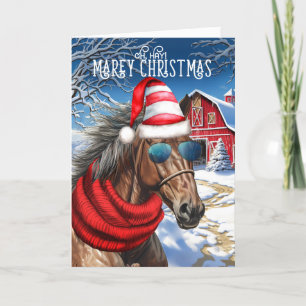 Buckskin Quarter Paard Grappig MAREy Kerstmis Feestdagen Kaart