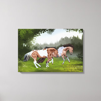 Buckskin Tobiano Paint Horses Canvas Afdruk
