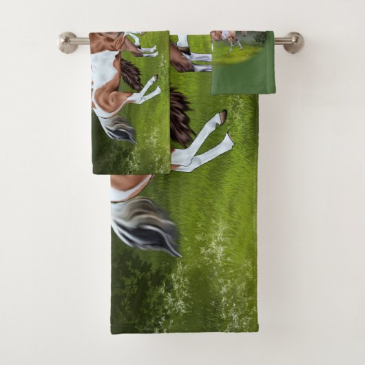 Buckskin Tobiano Paint Horses Print Bad Handdoek (Insitu)