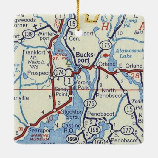 Bucksport Maine  Map Keramisch Ornament (Achterkant)