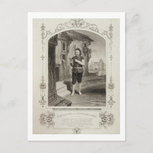 Buckstone as Lancelot Gobbo, Act II Scene 2, in Briefkaart