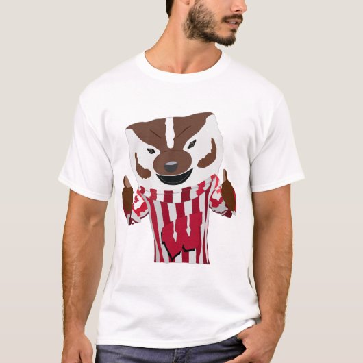 Bucky Badger Cartoon Tekening T-shirt (Voorkant)