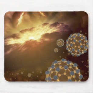 Buckyballen zwevend in de interstellaire ruimte muismat