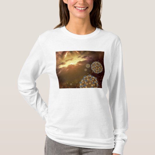 Buckyballen zwevend in de interstellaire ruimte t-shirt (Voorkant)