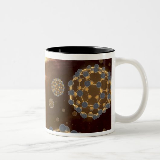 Buckyballen zwevend in de interstellaire ruimte tweekleurige koffiemok (Rechts)