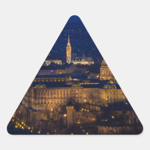 Buda Castle Hungary Boedapest 's nachts Driehoek Sticker