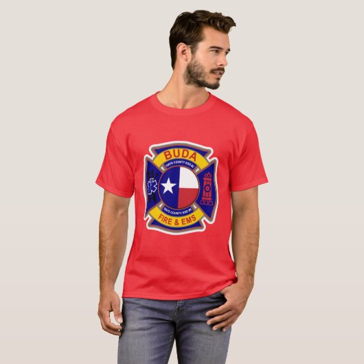 Buda Texas Fire en EMS T-shirt (Voorkant volledig)