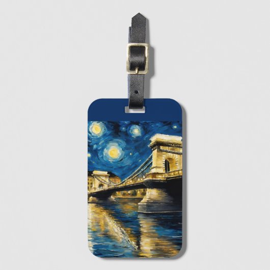 Budapest  by a  starry  night  bagagelabel (Voorkant (verticaal))