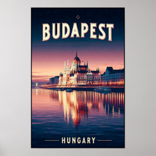 Budapest by Night - Une affiche Vintage voyage