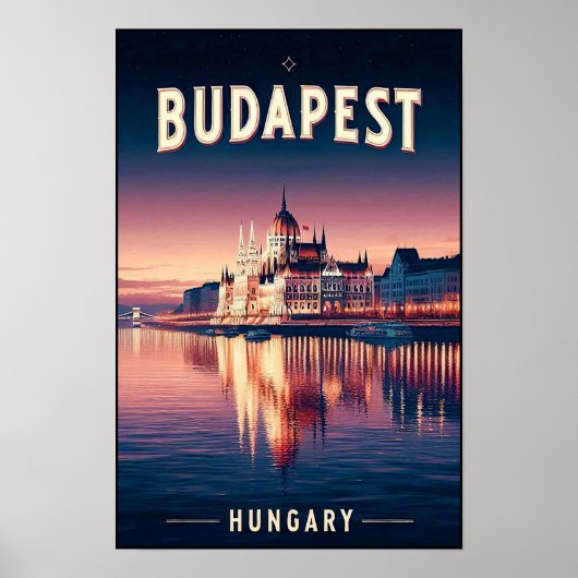 Budapest by Night - Une affiche Vintage voyage (Devant)
