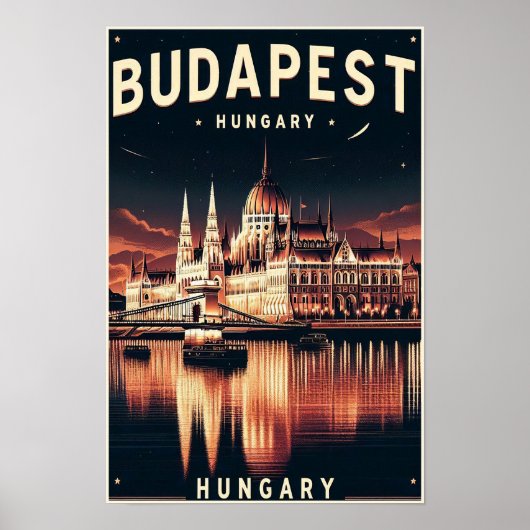 Budapest by Night - Une affiche Vintage voyage (Devant)