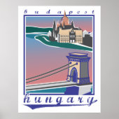 Budapest Chain Bridge, Vintage affiche (Devant)