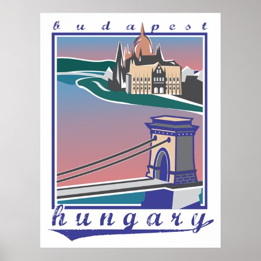 Budapest Chain Bridge, Vintage affiche (Devant)