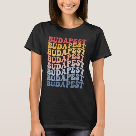 Budapest City Groovy Retro T-shirt (Voorkant)