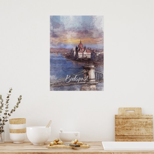 Budapest City Sketch Poster (Keuken)
