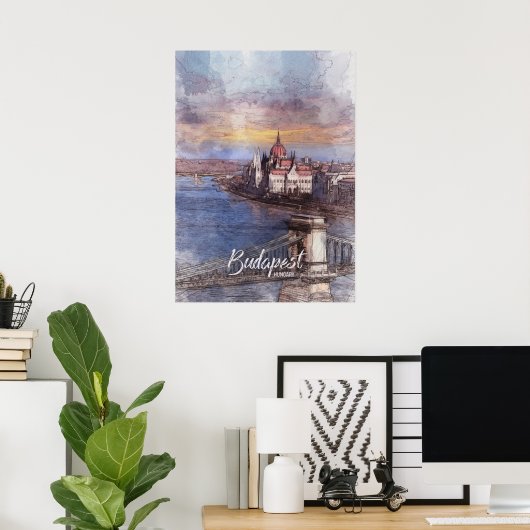 Budapest City Sketch Poster (Thuiskantoor)