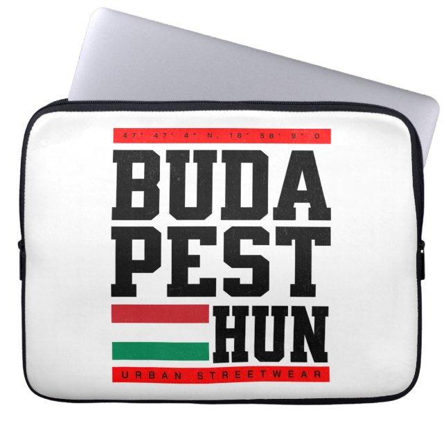 Budapest Coordinates Design Retro-Style Laptop Sleeve (Voorkant)