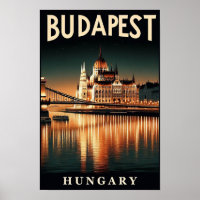 Budapest de nuit – Une affiche de voyage vintage