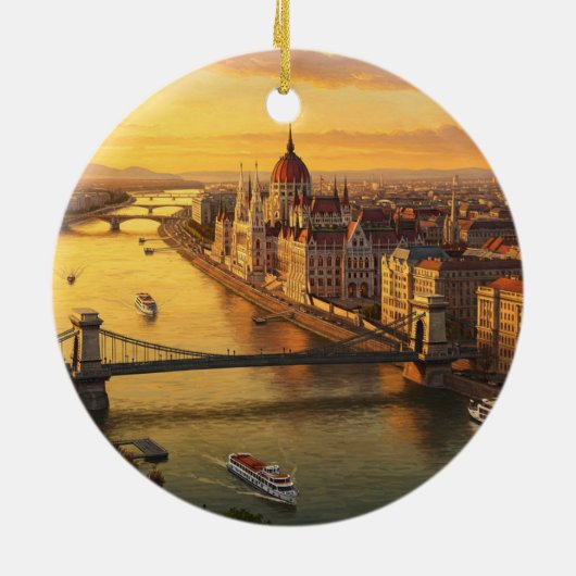 Budapest Hongarije Parlementsgebouw Reizen Keramisch Ornament (Achterkant)