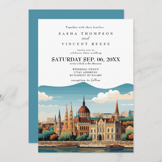 Budapest Hongrie Faire-part de mariage Retro (Devant / Derrière)