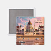 Budapest Hongrie voyage art aimant vintage (Recto/Verso)