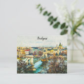 Budapest Hungary Oil Paint Panorama Uitzicht Briefkaart (Staand voorkant)