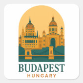 Budapest Hungary Vintage Travel Sticker – Retro  (Voorkant)