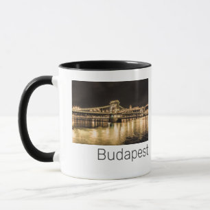 Budapest Kettingbrug Hongarije Retro Nacht Vintage Mok