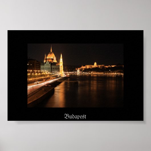 Budapest night from Margit bridge, Parlament, Poster (Voorkant)