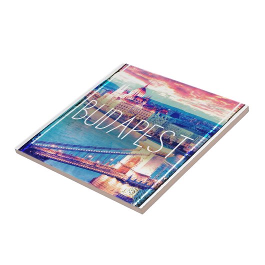 Budapest - vintage-poster tegeltje (Zijkant)