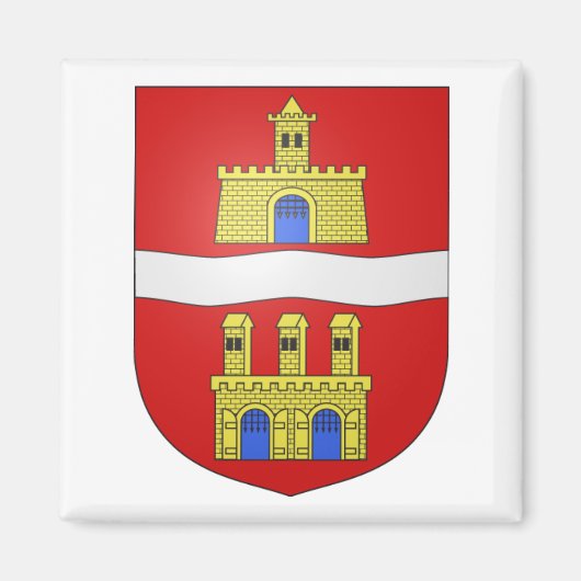 Budapest wapen 2 inch vierkante magneet (Voorkant)