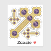 Budded Crosses met 5 Faux Amethysts - Contour Sticker (Vel)