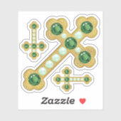 Budded Crosses met Faux Emeralds & Parels - Sticker (Vel)
