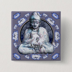 Buddha Breathe Vierkante Button 5,1 Cm
