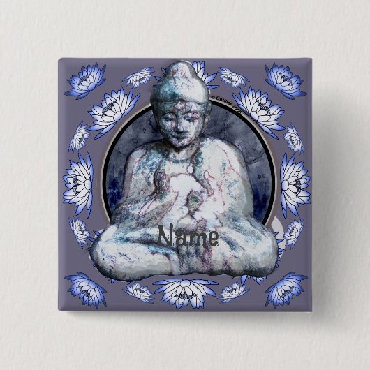 Buddha Breathe Vierkante Button 5,1 Cm (Voorkant)