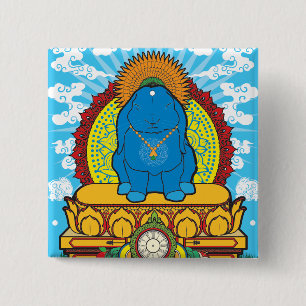 BUDDHA BUN VIERKANTE BUTTON 5,1 CM