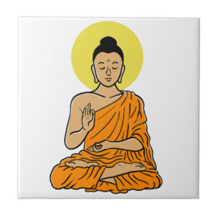 Buddha-cartoon Buddhism.net Tegeltje