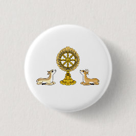 Buddha Dharma Wheel & Deers Button