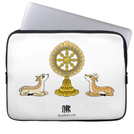Buddha Dharma Wheel & Deers Laptop Mouw Laptop Sleeve