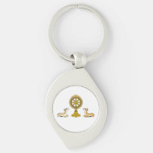 Buddha Dharma Wheel & Deers Metal Sleutelhanger