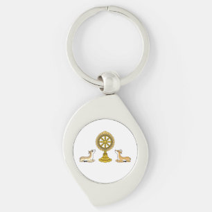 Buddha Dharma Wheel & Deers Metal Sleutelhanger