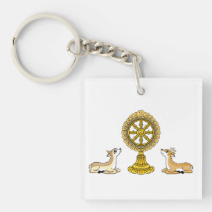 Buddha Dharma Wheel & Deers sleutelhanger