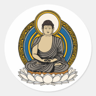 Buddha Dhyana Mudra Ronde Sticker