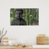 Buddha Figur mit Bambus im Hintergrund Poster (Keuken)